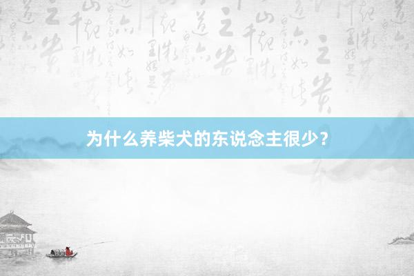 为什么养柴犬的东说念主很少?